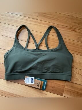 prAna Sports Yoga Top Bra Small Highland Forest Green Padded Durable NEW